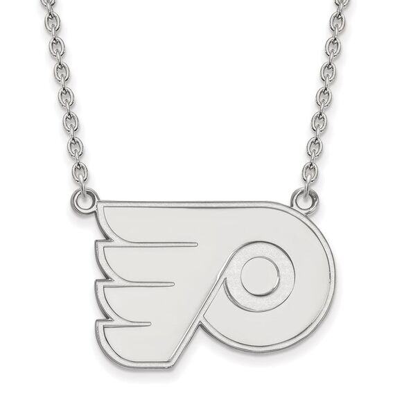 14k White Gold NHL Philadelphia Flyers Large Necklace 18 Inch